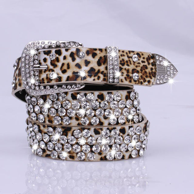 Rhinestone Drilled Wide Leather Belt-women-wanahavit-SZ001 Leopard-108CM-wanahavit