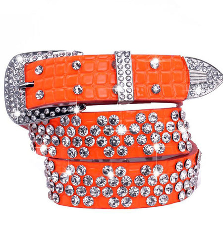 Rhinestone Drilled Wide Leather Belt-women-wanahavit-SZ001 Orange-108CM-wanahavit