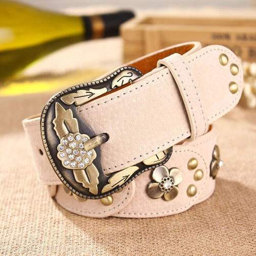 Load image into Gallery viewer, Metallic Designer Fashion Vintage Floral Belts-women-wanahavit-CM001 Beige-About 105cm-wanahavit
