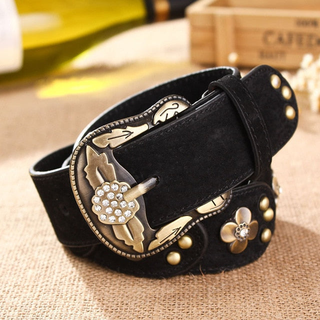 Metallic Designer Fashion Vintage Floral Belts-women-wanahavit-CM001 Black-About 105cm-wanahavit