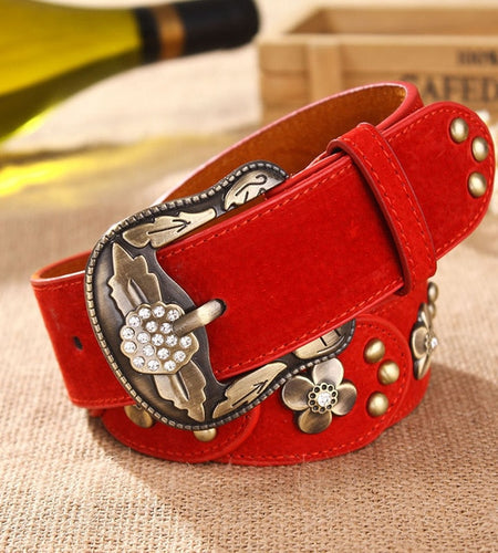 Metallic Designer Fashion Vintage Floral Belts-women-wanahavit-CM001 Red-About 105cm-wanahavit