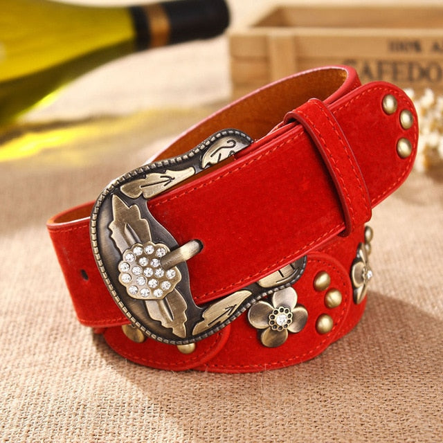 Metallic Designer Fashion Vintage Floral Belts-women-wanahavit-CM001 Red-About 105cm-wanahavit