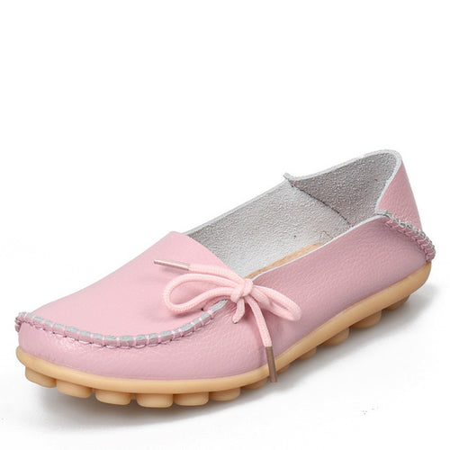 Load image into Gallery viewer, Genuine Leather with Knot Moccasin Shoe-women-wanahavit-Pink-5-wanahavit
