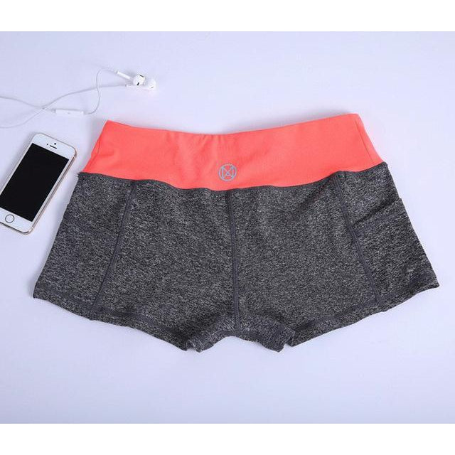 Elastic Summer Workout Shorts-women fitness-wanahavit-orange gray-S-wanahavit