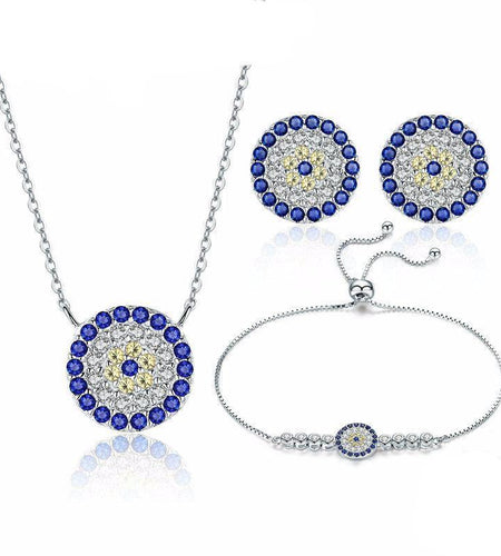 925 Sterling Silver Trendy Round Blue Eyes Jewelry Sets-women-wanahavit-wanahavit
