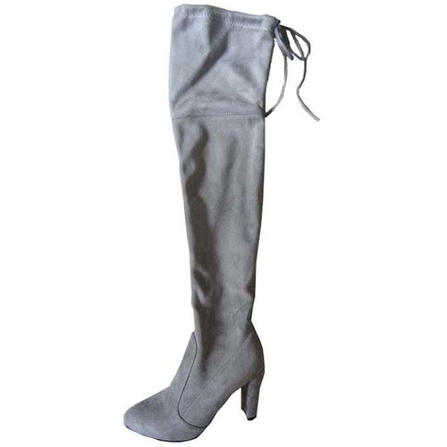 Load image into Gallery viewer, Faux Suede Sexy Slim Thigh High Boots-women-wanahavit-light grey-4-wanahavit
