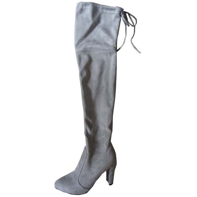 Faux Suede Sexy Slim Thigh High Boots-women-wanahavit-light grey-4-wanahavit