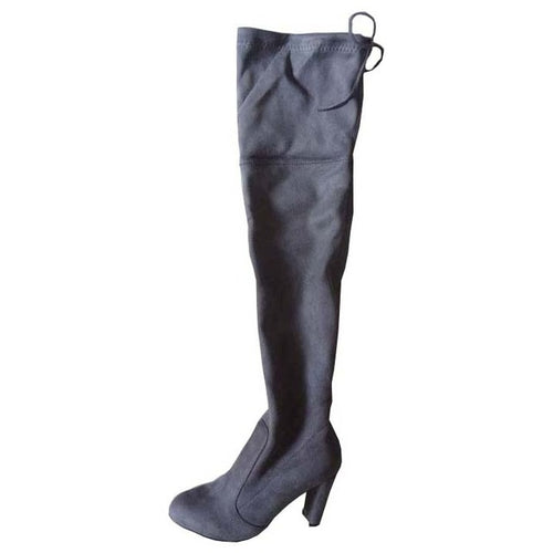 Load image into Gallery viewer, Faux Suede Sexy Slim Thigh High Boots-women-wanahavit-dark grey-4-wanahavit
