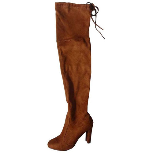 Load image into Gallery viewer, Faux Suede Sexy Slim Thigh High Boots-women-wanahavit-brown yellow-4-wanahavit
