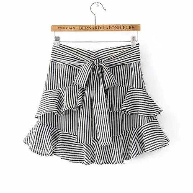 Cute Ruffle Stripe High Waist Shorts-women-wanahavit-L-wanahavit
