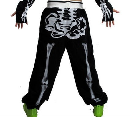 Skeleton Printed Hip Hop Dance Loose Harem Pants-women-wanahavit-Black-One Size-wanahavit