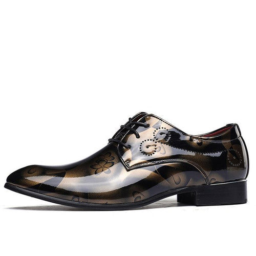 Load image into Gallery viewer, Designer Print Leather Luxury Fashion Oxford Shoes-men-wanahavit-Gold Leather Shoes-5.5-wanahavit
