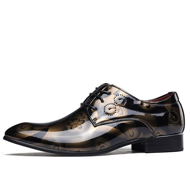 Designer Print Leather Luxury Fashion Oxford Shoes-men-wanahavit-Gold Leather Shoes-5.5-wanahavit