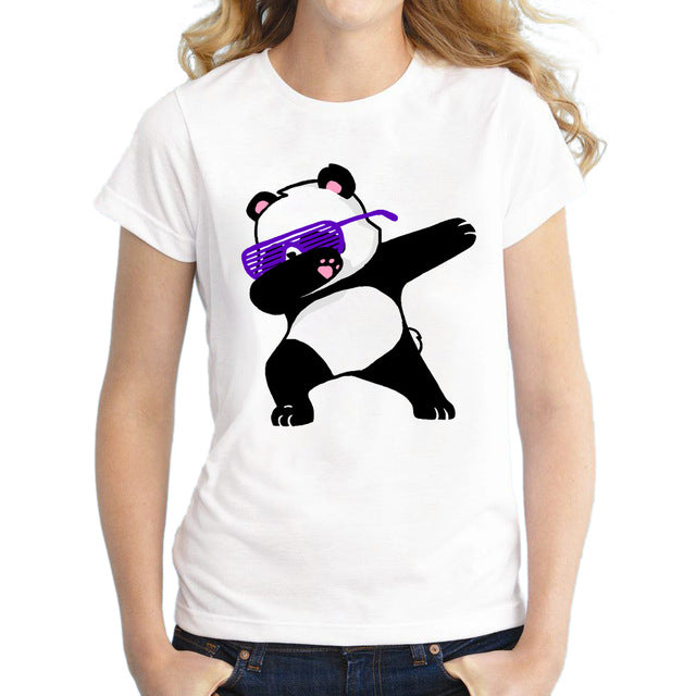 Dabbing Animal Printed Short Sleeve Shirt-women-wanahavit-Panda-S-wanahavit