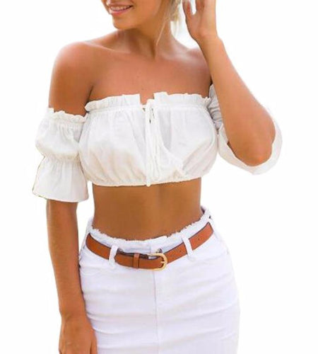 Sexy Summer Off Shoulder Crop Top Shirt-women-wanahavit-white-S-wanahavit