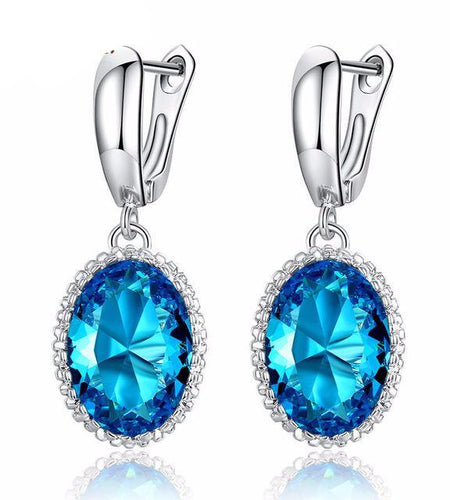 High Quality Colorful Stones Silver Earring-women-wanahavit-Light Blue-wanahavit