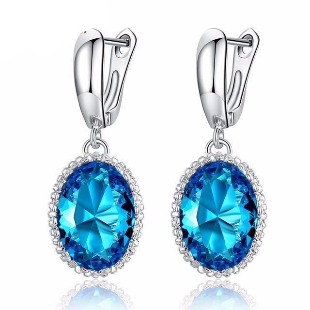High Quality Colorful Stones Silver Earring-women-wanahavit-Light Blue-wanahavit