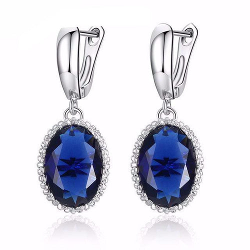 Load image into Gallery viewer, High Quality Colorful Stones Silver Earring-women-wanahavit-Dark Blue-wanahavit
