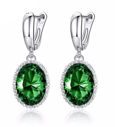 High Quality Colorful Stones Silver Earring-women-wanahavit-Green-wanahavit