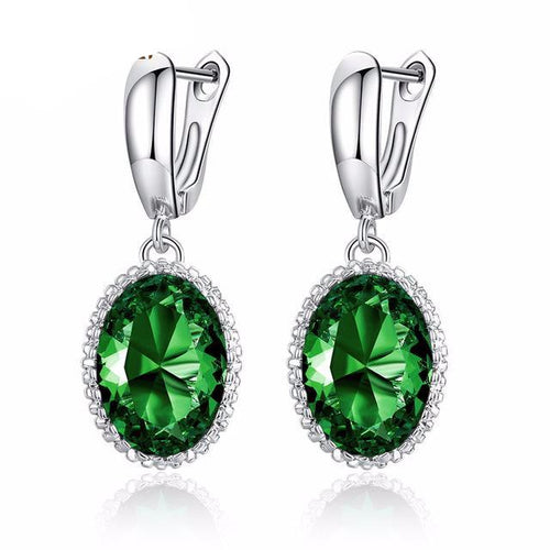 Load image into Gallery viewer, High Quality Colorful Stones Silver Earring-women-wanahavit-Green-wanahavit
