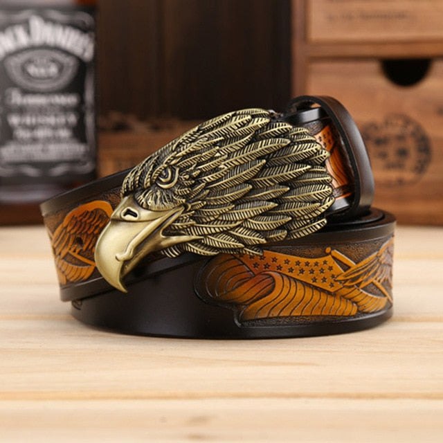 Eagle Head Buckle Genuine Leather Belt-men-wanahavit-ZPB01 Coppery Black-105CM-wanahavit