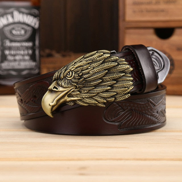 Eagle Head Buckle Genuine Leather Belt-men-wanahavit-ZPB01 Coppery Coffee-105CM-wanahavit