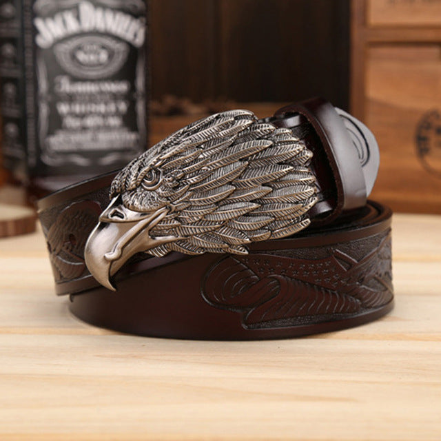 Eagle Head Buckle Genuine Leather Belt-men-wanahavit-ZPB01 Gray Coffee-105CM-wanahavit