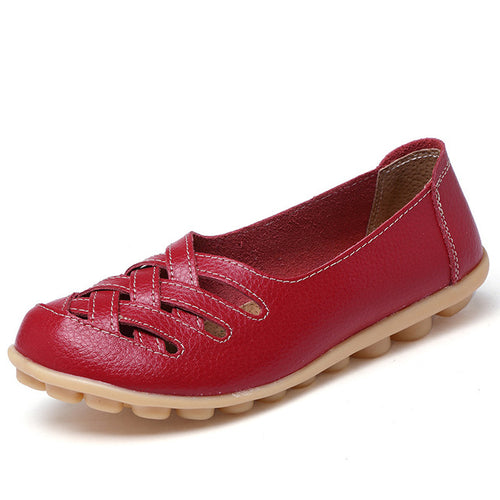 Load image into Gallery viewer, Fashion Genuine Leather Casual Flat Shoes-women-wanahavit-Red-4.5-wanahavit
