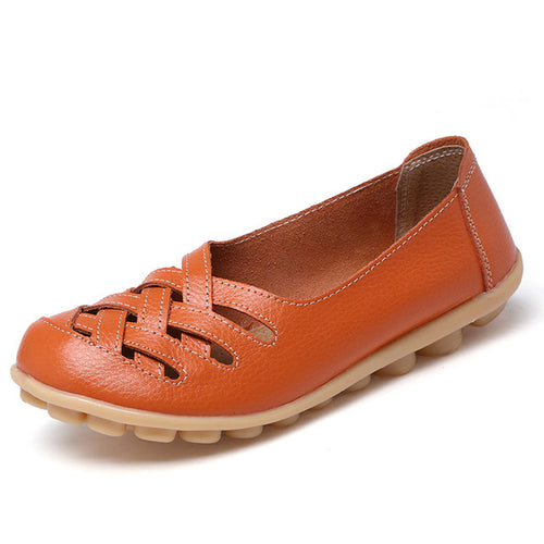 Load image into Gallery viewer, Fashion Genuine Leather Casual Flat Shoes-women-wanahavit-Orange-4.5-wanahavit
