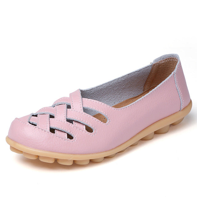Fashion Genuine Leather Casual Flat Shoes-women-wanahavit-Light Pink-4.5-wanahavit