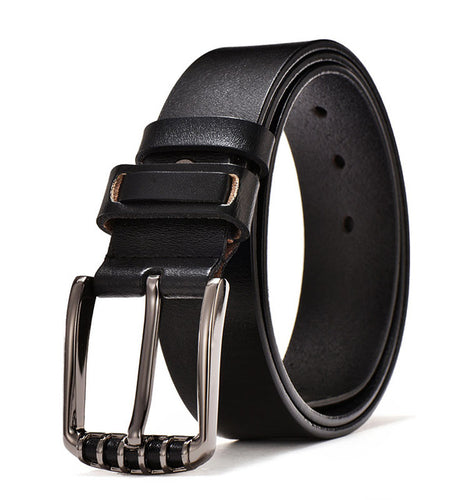 Luxury Vintage Genuine Leather High Quality Pin Buckle Belt-men-wanahavit-JY003 black-100cm-wanahavit