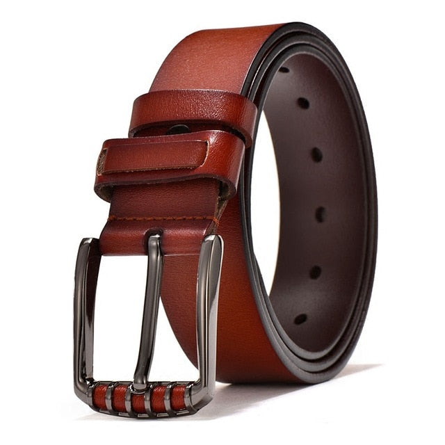 Luxury Vintage Genuine Leather High Quality Pin Buckle Belt-men-wanahavit-JY003 Red wine-100cm-wanahavit
