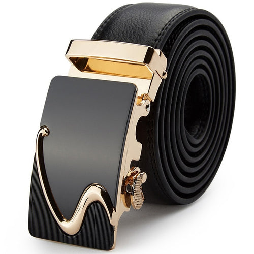 Load image into Gallery viewer, Designer Luxury Genuine Leather Automatic Buckle Belt-men-wanahavit-AT01S Gold-105CM-wanahavit
