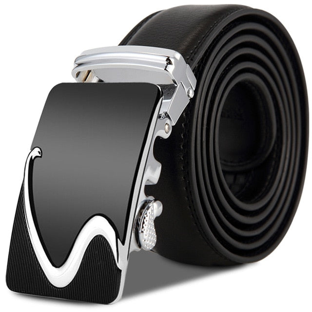 Designer Luxury Genuine Leather Automatic Buckle Belt-men-wanahavit-AT01S Silvery-105CM-wanahavit
