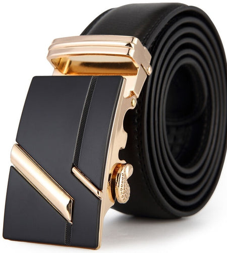 Designer Luxury Genuine Leather Automatic Buckle Belt-men-wanahavit-AT03i Gold-105CM-wanahavit
