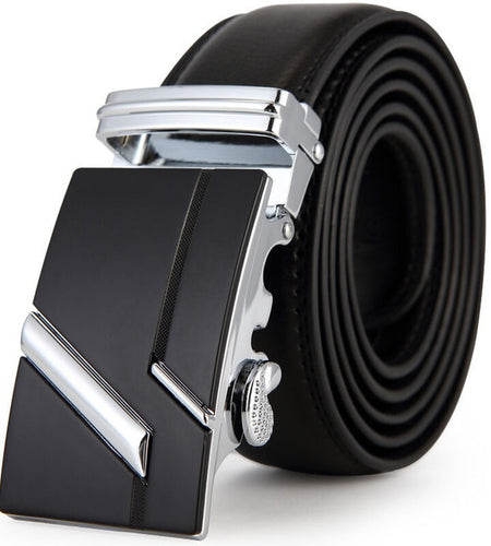 Designer Luxury Genuine Leather Automatic Buckle Belt-men-wanahavit-AT03i Silvery-105CM-wanahavit