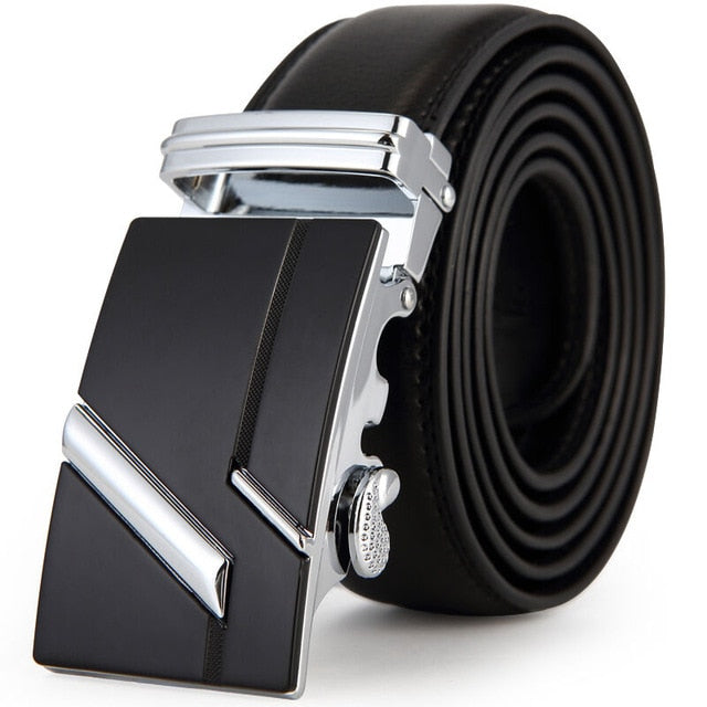 Designer Luxury Genuine Leather Automatic Buckle Belt-men-wanahavit-AT03i Silvery-105CM-wanahavit