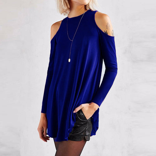 Load image into Gallery viewer, Sexy Tunic Off Shoulder Long Sleeve Shirt-women-wanahavit-Blue-S-wanahavit
