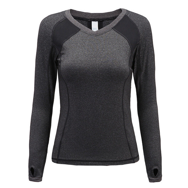 Quick Dry Curve Emphasizing Printed Yoga Long Sleeve Shirt-women fitness-wanahavit-grey-XS-wanahavit