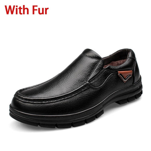 Load image into Gallery viewer, Business Moccasin Slip On Genuine Leather Shoes-men-wanahavit-Black Shoes With Fur-6-wanahavit
