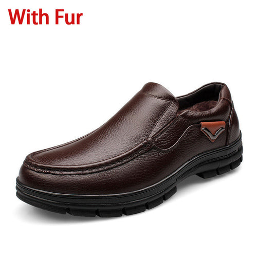 Load image into Gallery viewer, Business Moccasin Slip On Genuine Leather Shoes-men-wanahavit-Brown Shoes With Fur-6-wanahavit
