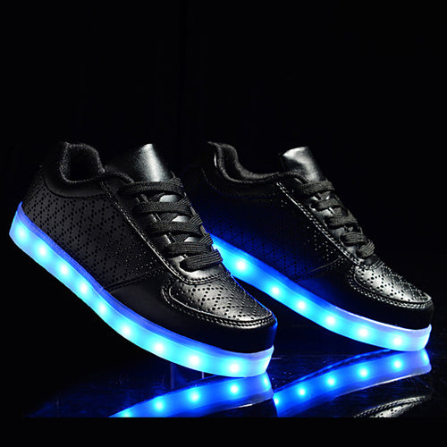 Load image into Gallery viewer, Golden Silver Glowing LED Light Flat High Top Shoe-unisex-wanahavit-S251 Black-11-wanahavit
