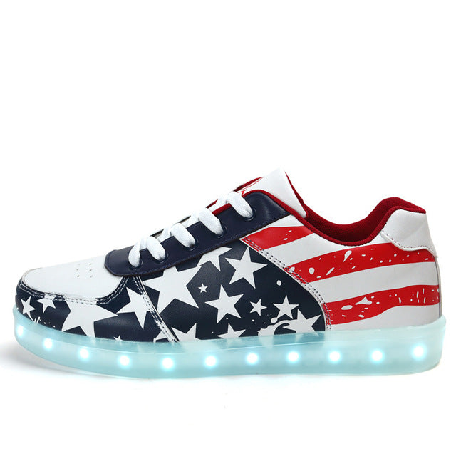 Golden Silver Glowing LED Light Flat High Top Shoe-unisex-wanahavit-S262 Dark Blue-11-wanahavit