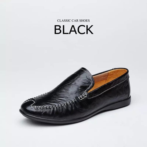 Load image into Gallery viewer, Summer Casual Genuine Leather Moccasin Breathable Shoe-men-wanahavit-Autumn Black Loafer-5.5-wanahavit
