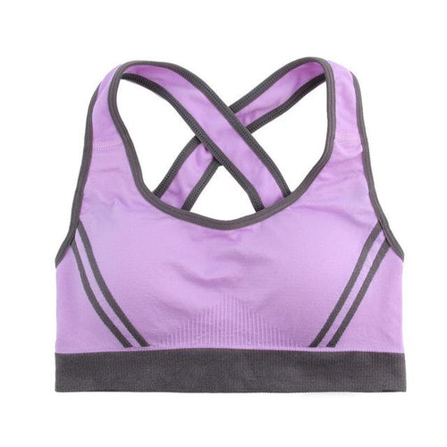 Load image into Gallery viewer, 2 Color Contrast Stretchable Push Up Sports Bra-women fitness-wanahavit-Purple-S-wanahavit
