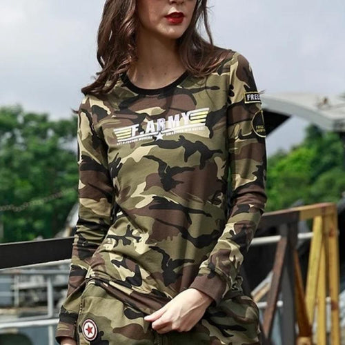 Load image into Gallery viewer, Army Camouflage Printed Long Sleeve Sweatshirt-women-wanahavit-green camouflage-S-wanahavit
