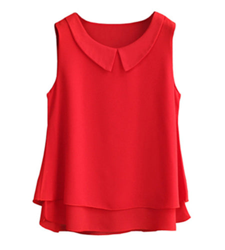 Plain Colored Chiffon Loose Sleeveless Shirt-women-wanahavit-Big red-S-wanahavit