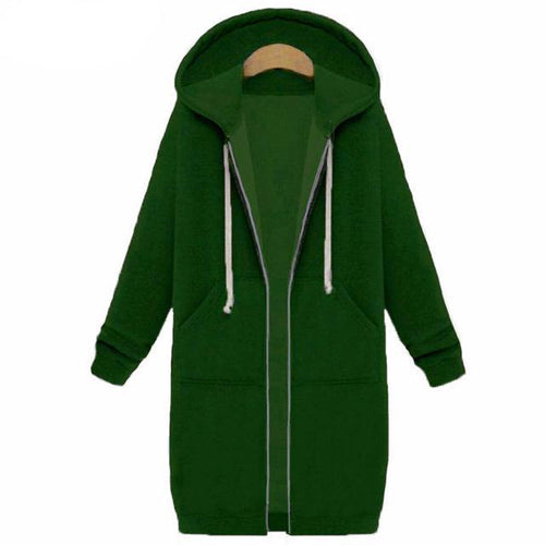 Load image into Gallery viewer, Long Autumn Zip Up Hooded Jacket-women-wanahavit-Green-S-wanahavit
