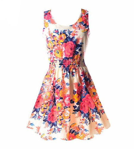 Sexy Vintage Summer Chiffon Sleeveless Floral Tank Sundress-women-wanahavit-1-L-wanahavit