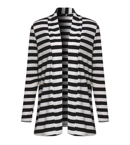 High Quality Autumn Striped Printed Elbow Patch Knitted Cardigan-women-wanahavit-Black-S-wanahavit